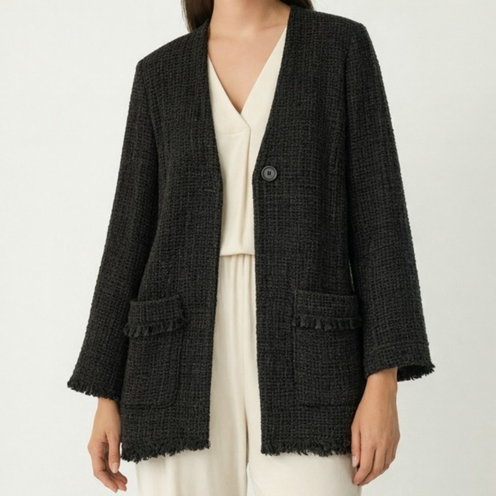 Rodebjer Maggie Italy Waffle Knit Cardigan Jacket Women S Black Quiet Luxury